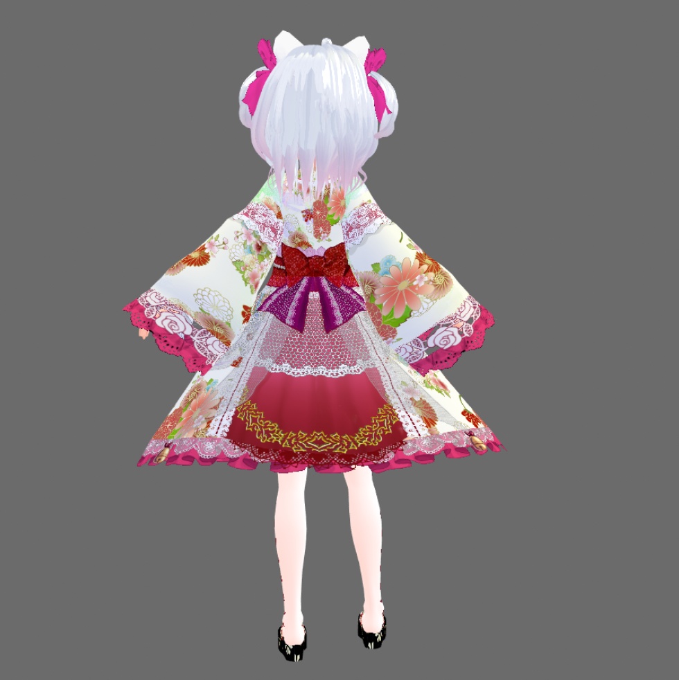 #VRoid 正式版(stable ver.)&Beta:《全6色》振袖風和ロリィタワンピースセット/6Colors Japanese Furisode(Formal, gorgeous kimono) Lolita Onepiece Set