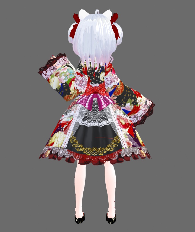 #VRoid 正式版(stable ver.)&Beta:《全6色》振袖風和ロリィタワンピースセット/6Colors Japanese Furisode(Formal, gorgeous kimono) Lolita Onepiece Set