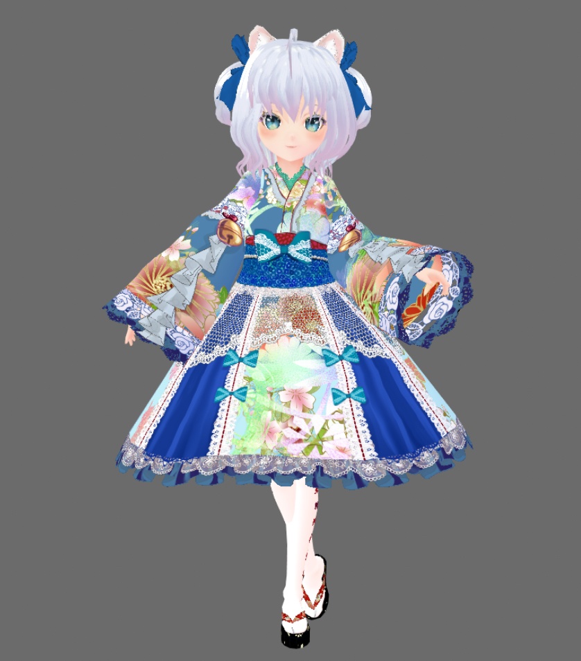 #VRoid 正式版(stable ver.)&Beta:《全6色》振袖風和ロリィタワンピースセット/6Colors Japanese Furisode(Formal, gorgeous kimono) Lolita Onepiece Set