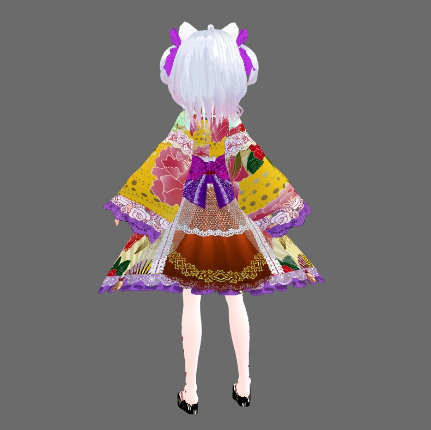 #VRoid 正式版(stable ver.)&Beta:《全6色》振袖風和ロリィタワンピースセット/6Colors Japanese Furisode(Formal, gorgeous kimono) Lolita Onepiece Set