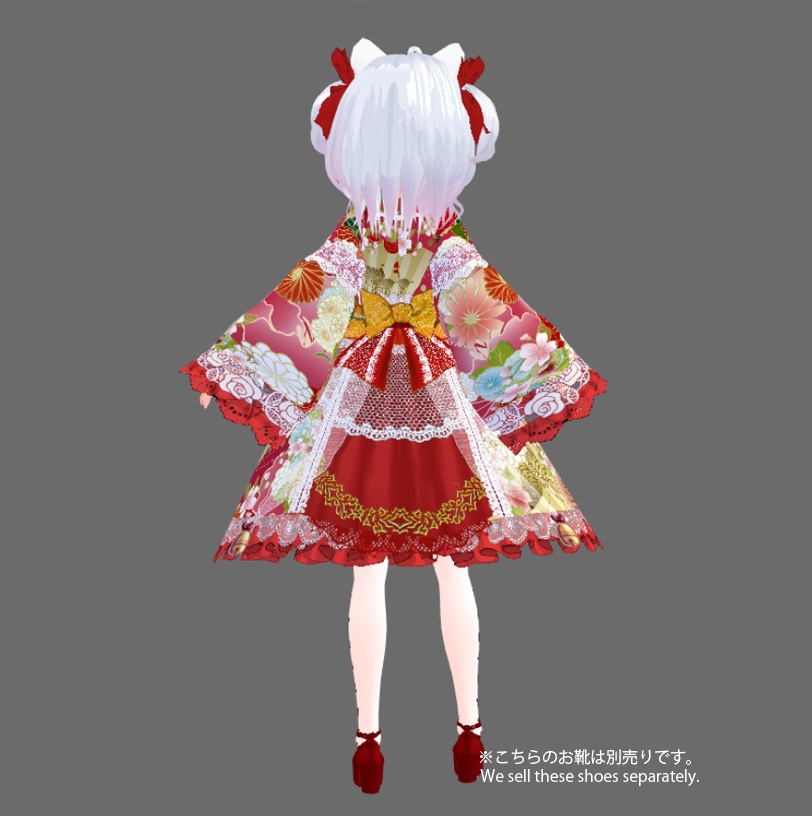 #VRoid 正式版(stable ver.)&Beta:《全6色》振袖風和ロリィタワンピースセット/6Colors Japanese Furisode(Formal, gorgeous kimono) Lolita Onepiece Set