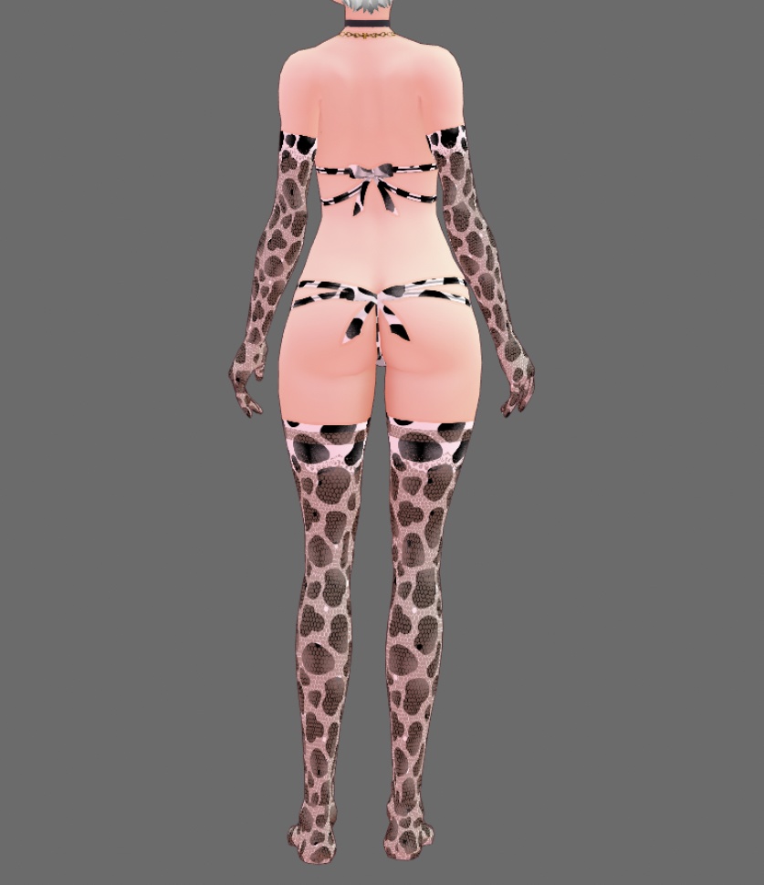 #VRoid β-made:セクシー♡ホルスタイン(乳牛)コスプレビキニ・ランジェリー/Sexy Cow's cosplay lingerie