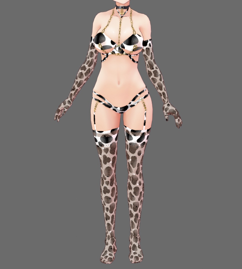 #VRoid β-made:セクシー♡ホルスタイン(乳牛)コスプレビキニ・ランジェリー/Sexy Cow's cosplay lingerie