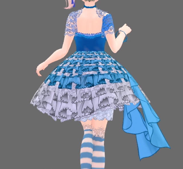 #VRoid正式版(stable ver.)&Beta:アリス懐中時計アイドルリボン水色ワンピース&靴セット/Alice Handclock's Idol Ribbon OP:#セシル変身