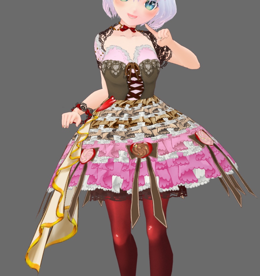 #VRoid正式版(stable ver.)&Beta:ハッピーバレンタイン❤チョコレートスイーツアイドルワンピース&靴セット/Valentine's Chocolate sweets idol onepiece&Shoes:セシル変身