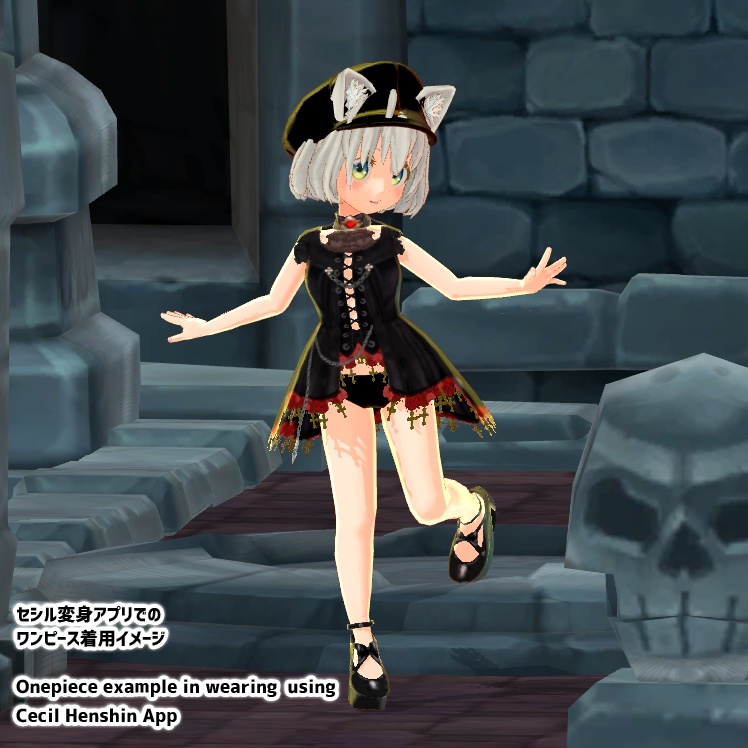 #VRoid 正式版(V1,stable ver.)&Beta :ゴシック薔薇十字の蝙蝠魔女ドレスセット/Gothic Rose,Cross and bat witch onpiece-dress:#セシル変身