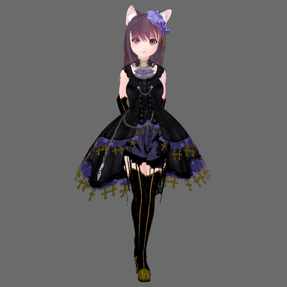 #VRoid 正式版(V1,stable ver.)&Beta ヘアプリセット:ゴシック薔薇十字のコサージュ髪飾り/Gothic Rose Cross Head ornament