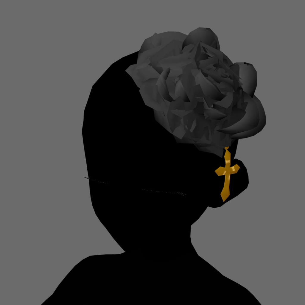 #VRoid 正式版(V1,stable ver.)&Beta ヘアプリセット:ゴシック薔薇十字のコサージュ髪飾り/Gothic Rose Cross Head ornament