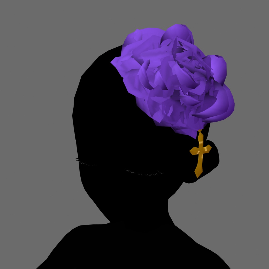 #VRoid 正式版(V1,stable ver.)&Beta ヘアプリセット:ゴシック薔薇十字のコサージュ髪飾り/Gothic Rose Cross Head ornament