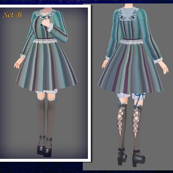 #VRoid β-made：秋色ワンピースセット/Onepiece outfits for the autumn days：#セシル変身