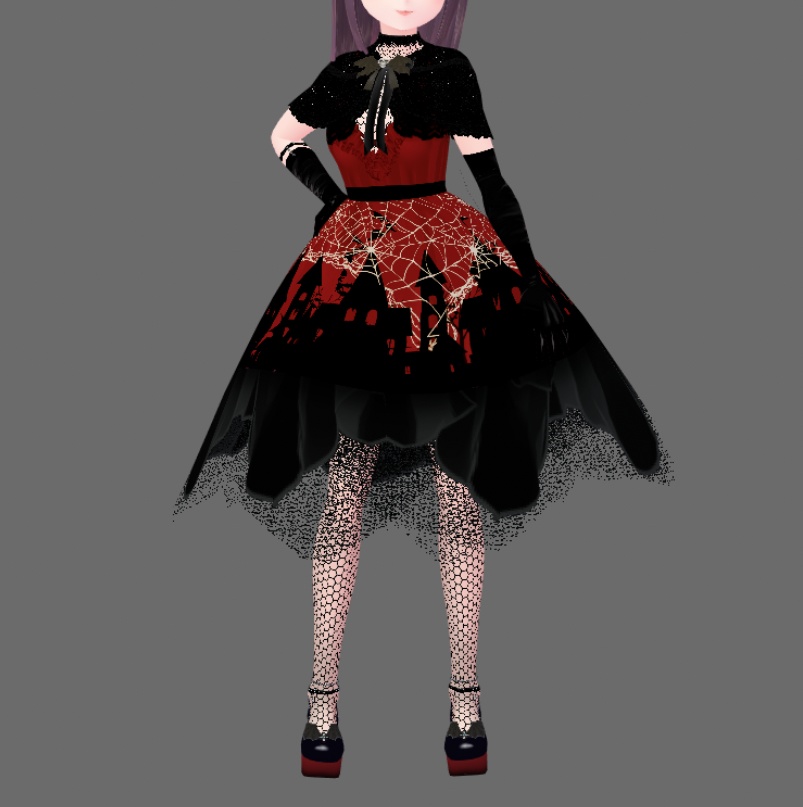 #VRoid 正式版(stable ver.)&Beta:《単品販売あり》ハロウィンナイトメアのジャンパースカートドレス/Halloween nightmare JSK onepiece dress:#セシル変身