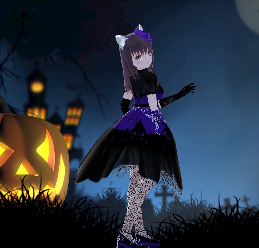 #VRoid 正式版(stable ver.)&Beta:《単品販売あり》ハロウィンナイトメアのジャンパースカートドレス/Halloween nightmare JSK onepiece dress:#セシル変身