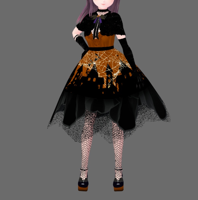 #VRoid 正式版(stable ver.)&Beta:《単品販売あり》ハロウィンナイトメアのジャンパースカートドレス/Halloween nightmare JSK onepiece dress:#セシル変身