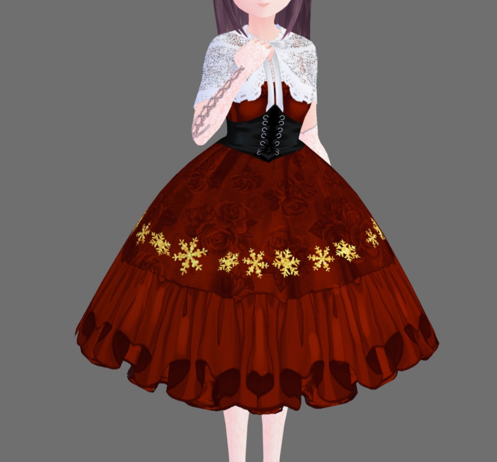 #VRoid 正式版(stable ver.)&Beta:スノウナイトJSKドレスセット/Snow Night JSK Dress Set:#セシル変身