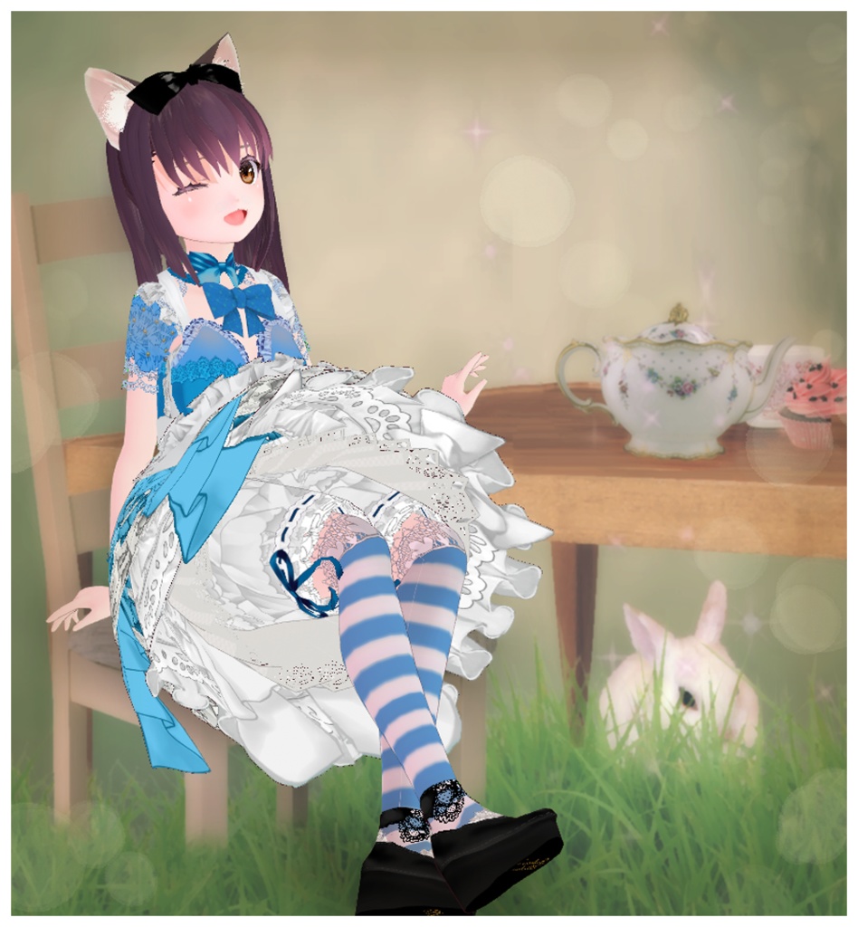 #VRoid 正式版(stable ver.)用:色替えできるリボンドロワーズ/Color changableRibbon Drawers