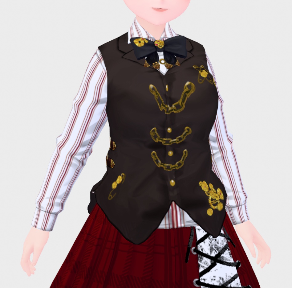 #VRoid 正式版（stable ver.):スチームパンク風制服ベスト＆歯車リボン/Steam Punkish Uniform vest & gear motif Ribbon