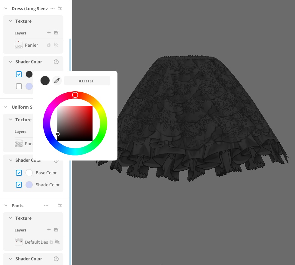 #VRoid :色替えできる基本のパニエ2種セット/Color changable Basic Paniers(Petticoats) :.vroidcustomitemファイルつき