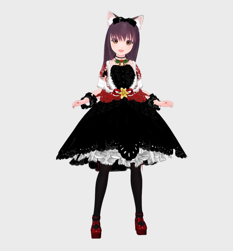 #VRoid 正式版(stable ver.)&Beta:レースとファーのホーリーポインセチアのペプラムボレロ/HolyPoinsettia Christmas Bollero with lace and fake-fur