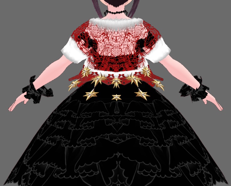 #VRoid 正式版(stable ver.)&Beta:レースとファーのホーリーポインセチアのペプラムボレロ/HolyPoinsettia Christmas Bollero with lace and fake-fur