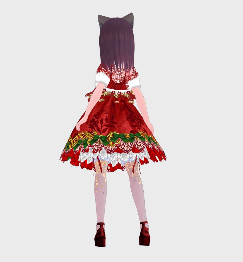 #VRoid 正式版(stable ver.)&Beta:レースとファーのホーリーポインセチアのペプラムボレロ/HolyPoinsettia Christmas Bollero with lace and fake-fur