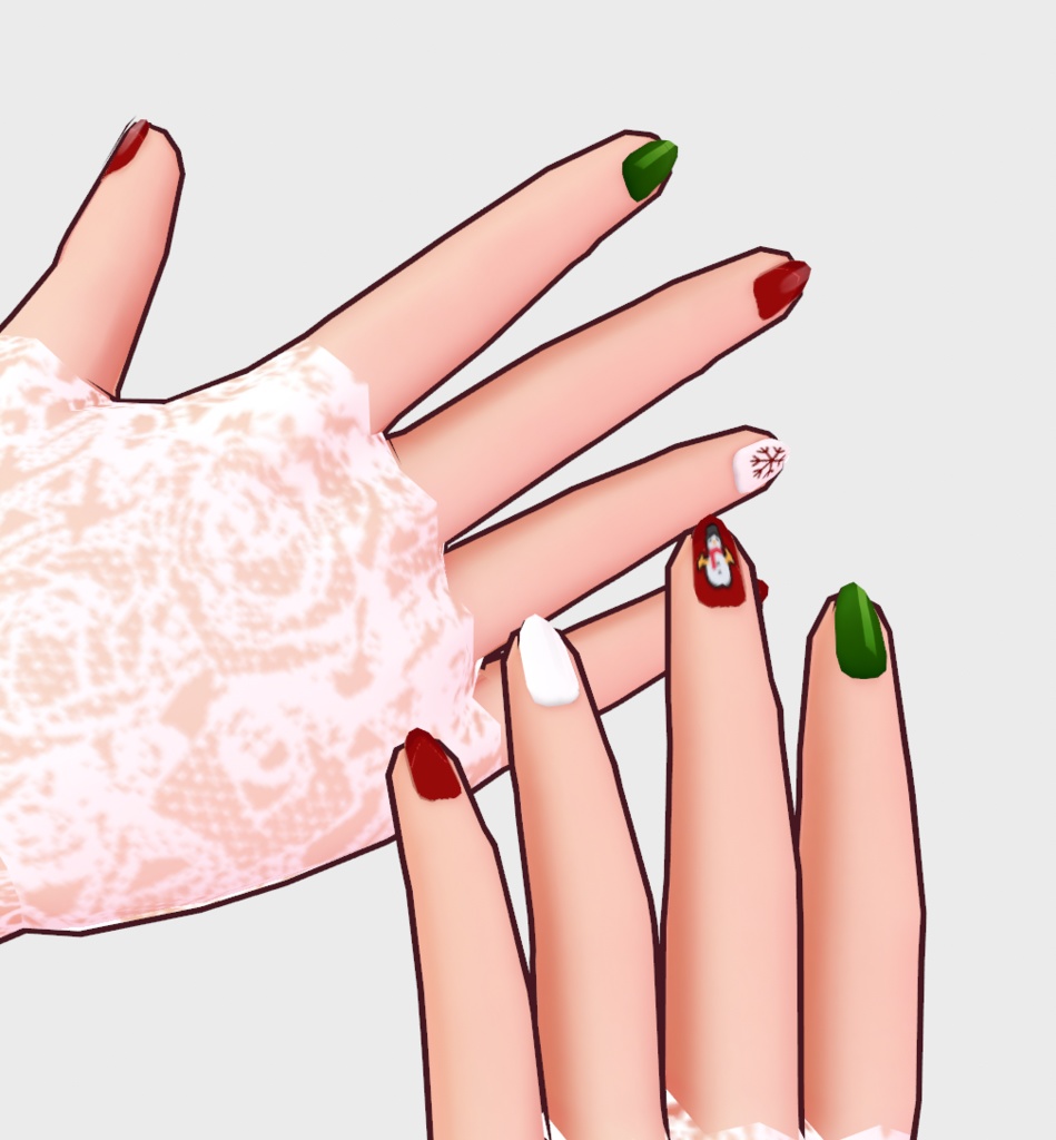 ＃VRoid：無料/Free🎄雑なクリスマスネイル(PNG)/🎄Sloppy Christmas Nails(PNG)