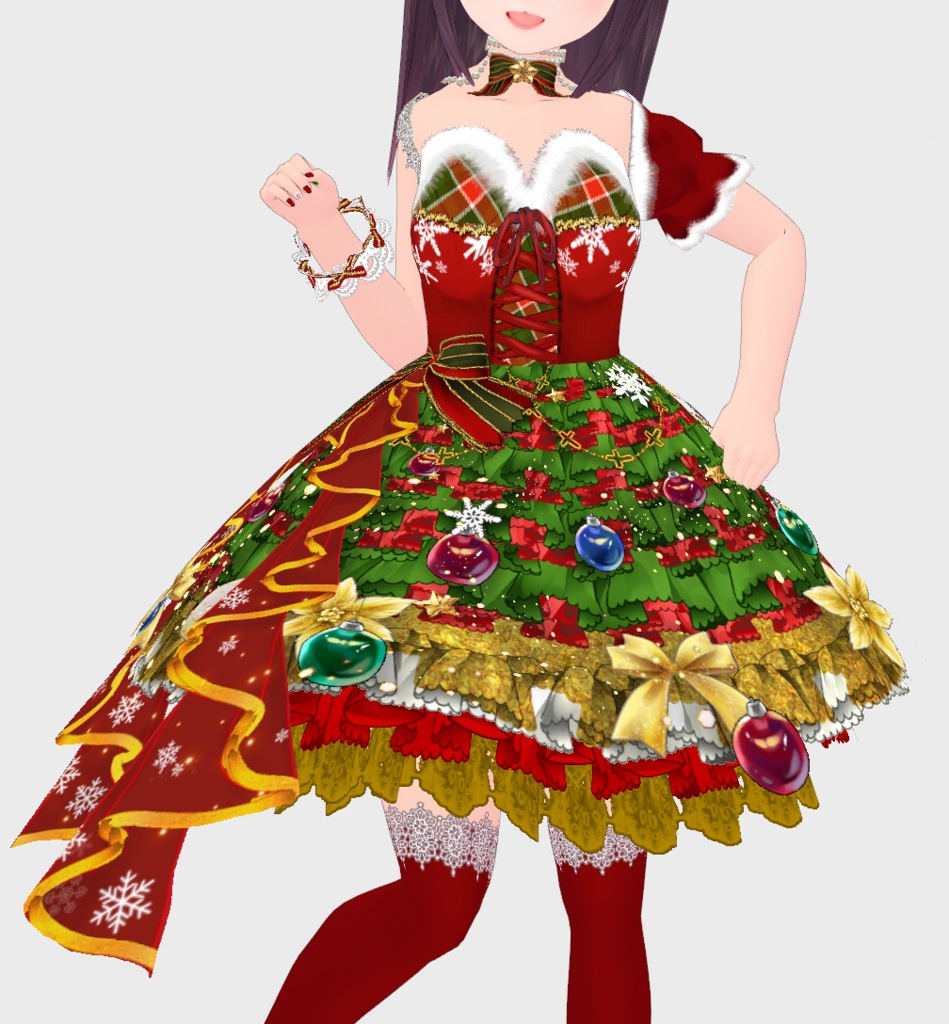 #VRoid 正式版（stable ver.）&Beta：クリスマスアイドルワンピースセット/Christmas Idol Dress Outfits：#セシル変身