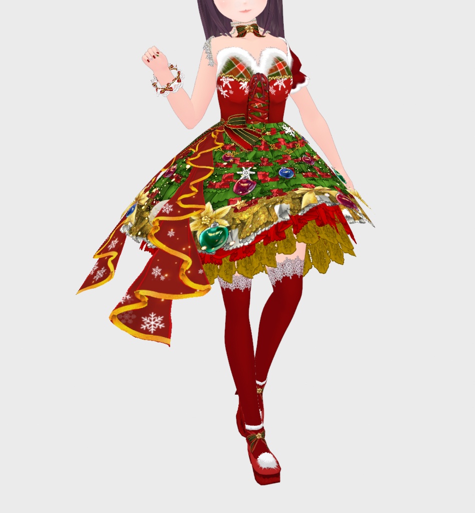 #VRoid 正式版(stable ver.)&Beta:クリスマスアイドルワンピースセット/Christmas Idol Dress Outfits:#セシル変身