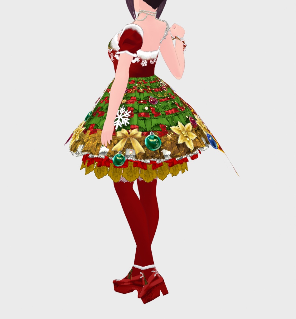 #VRoid 正式版(stable ver.)&Beta:クリスマスアイドルワンピースセット/Christmas Idol Dress Outfits:#セシル変身