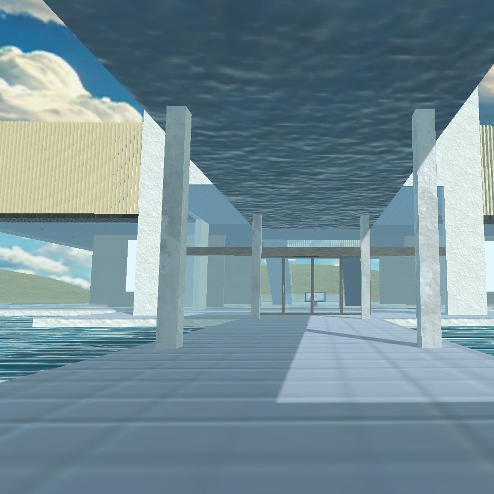 【ワールド】湖の上の美術館【土地・建物セット】