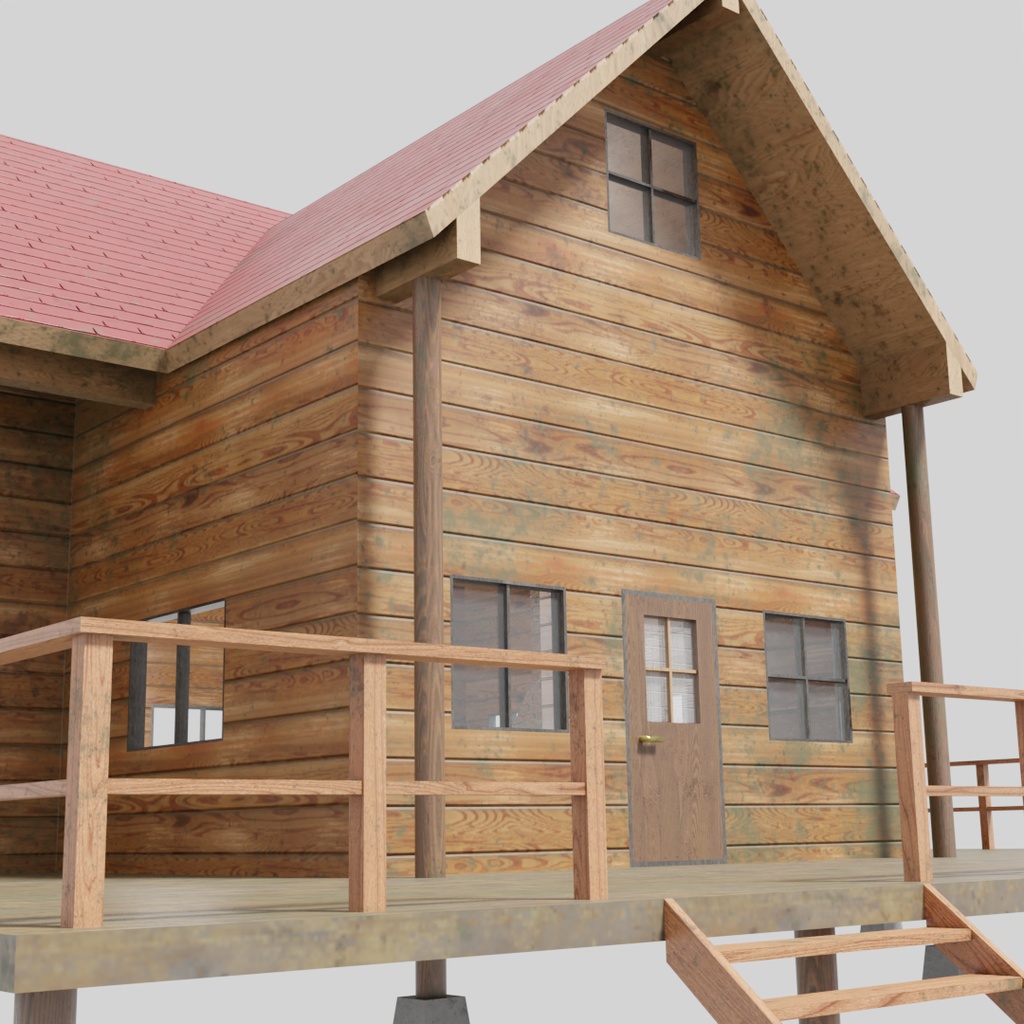 【ワールド】ぬくもりのログハウス【建物・家具セット】