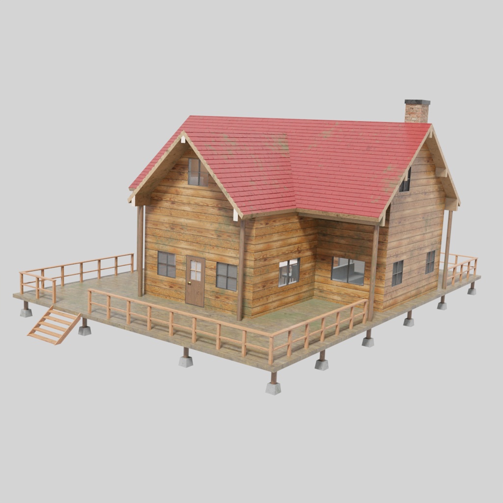 【ワールド】ぬくもりのログハウス【建物・家具セット】