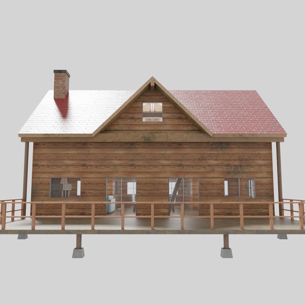 【ワールド】ぬくもりのログハウス【建物・家具セット】