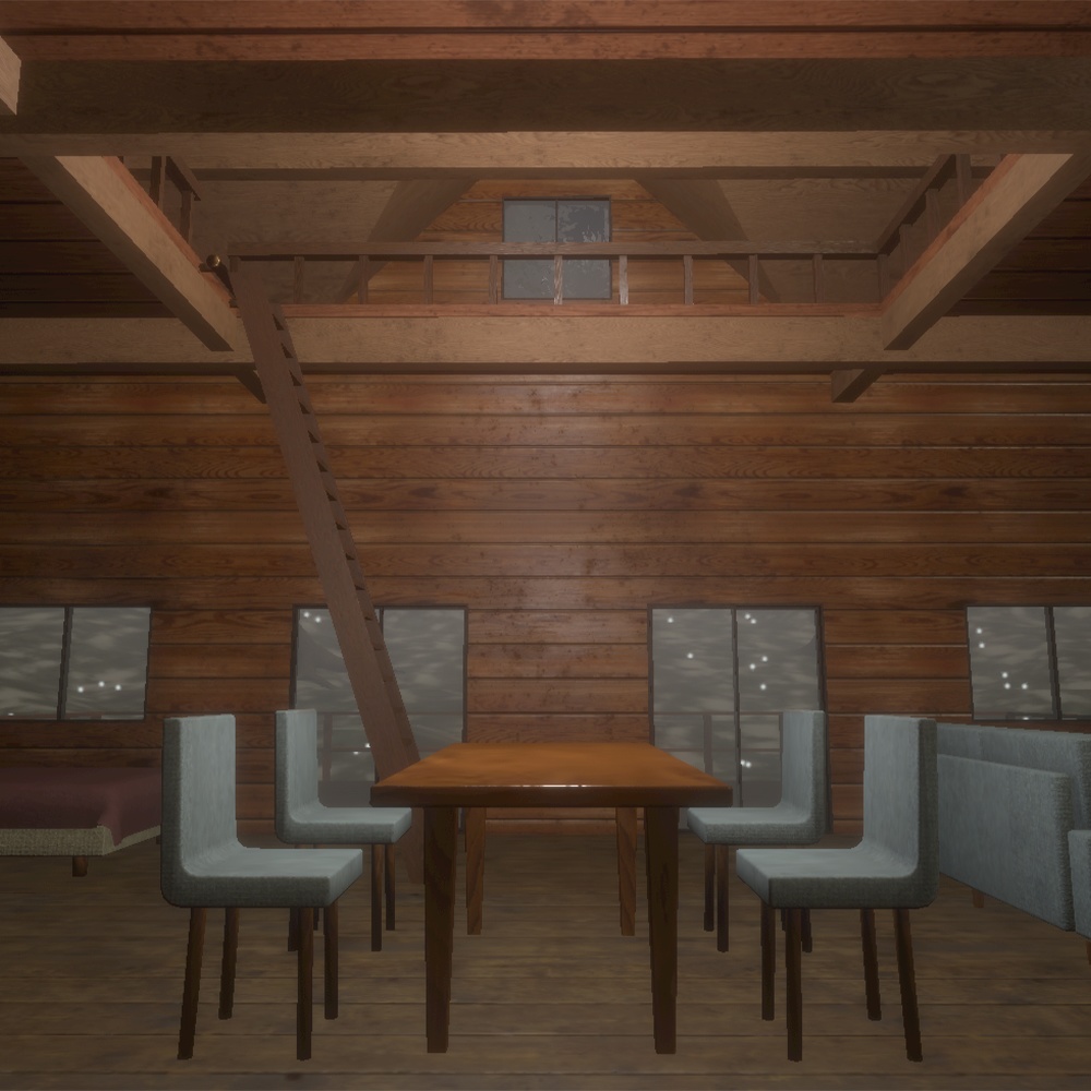 【ワールド】ぬくもりのログハウス【建物・家具セット】