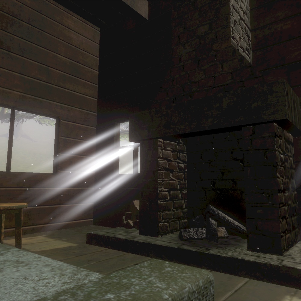 【ワールド】灯りが消えたログハウス【建物・家具セット】