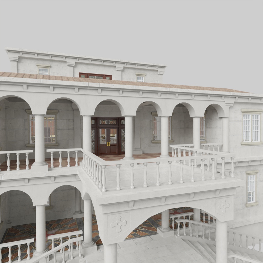 【ワールド】白亜の洋館【建物パーツセット】