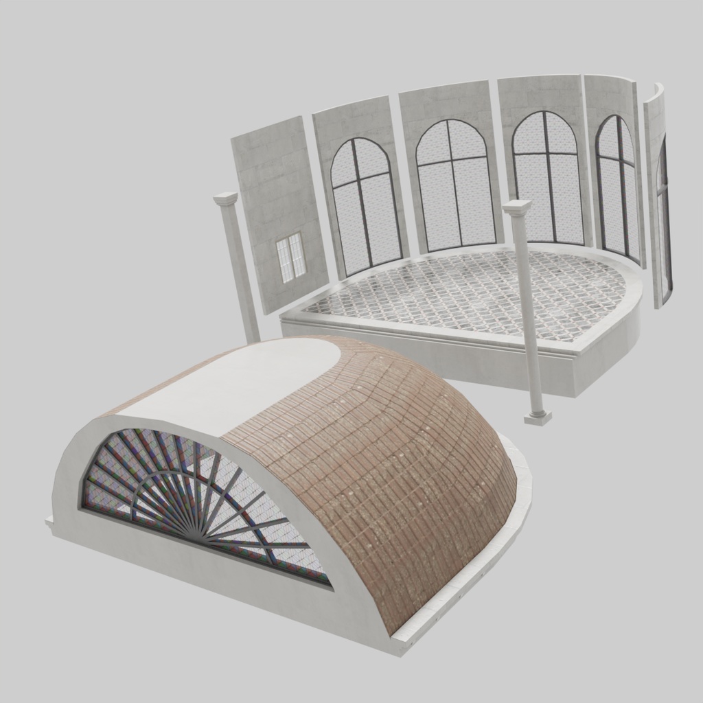 【ワールド】白亜の洋館【建物パーツセット】