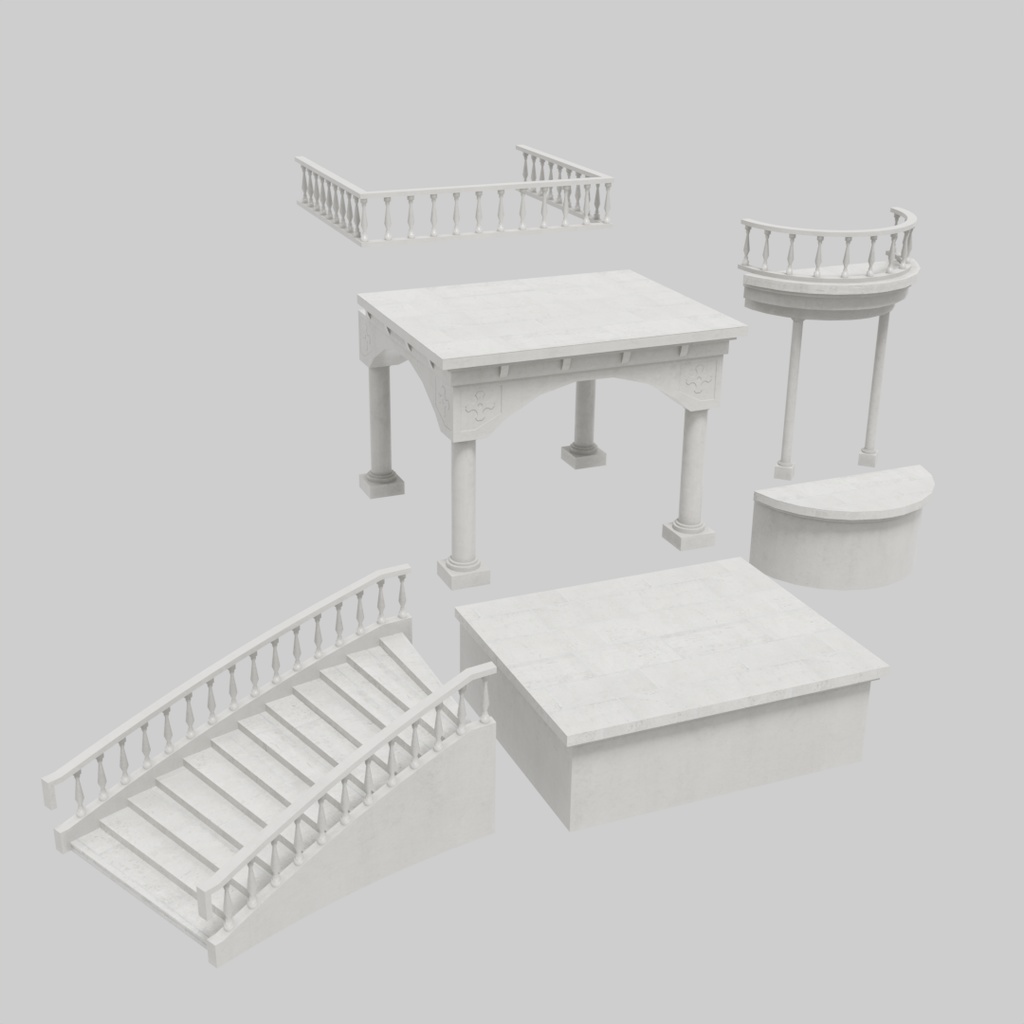 【ワールド】白亜の洋館【建物パーツセット】