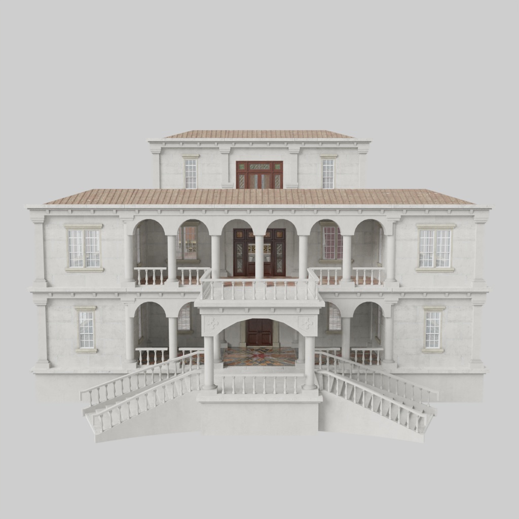 【ワールド】白亜の洋館【建物パーツセット】