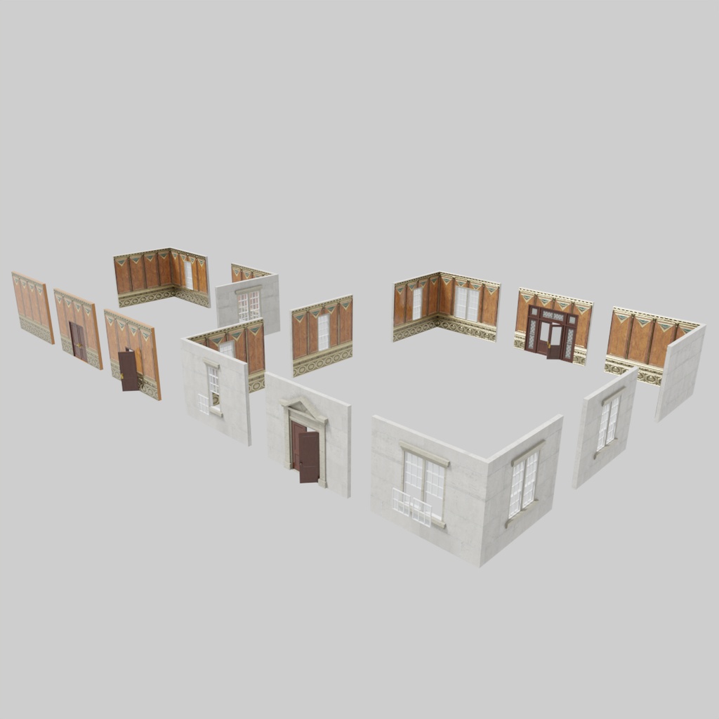 【ワールド】白亜の洋館【建物パーツセット】