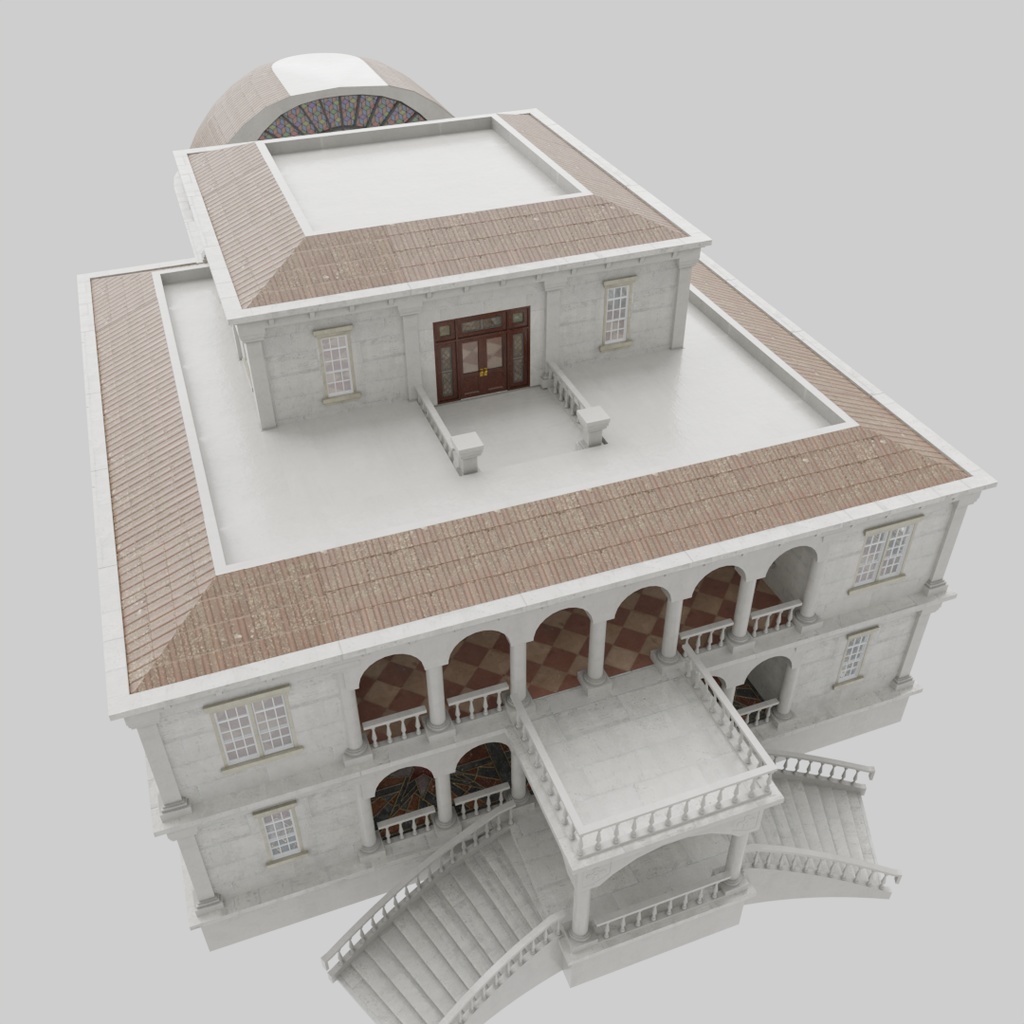 【ワールド】白亜の洋館【建物パーツセット】