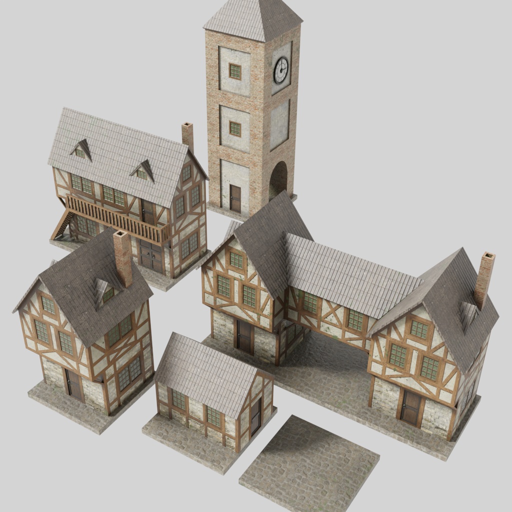 【ワールド】中世ヨーロッパ街【建物パーツセット】