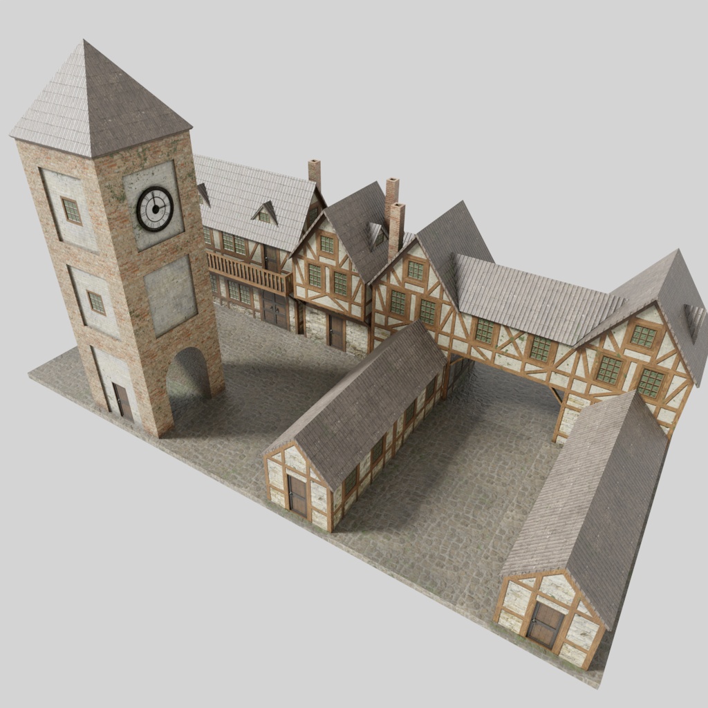 【ワールド】中世ヨーロッパ街【建物パーツセット】