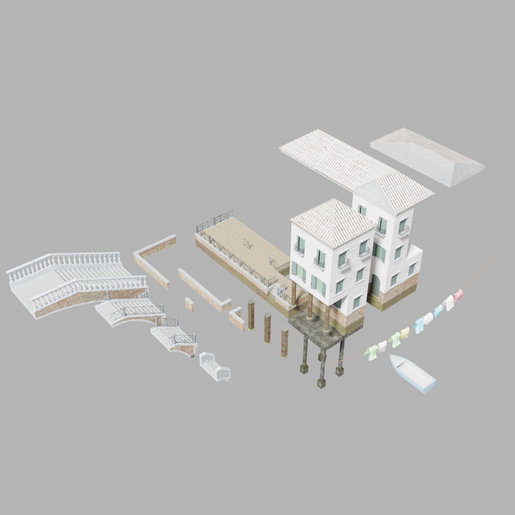 【ワールド】水の都【建物パーツセット】