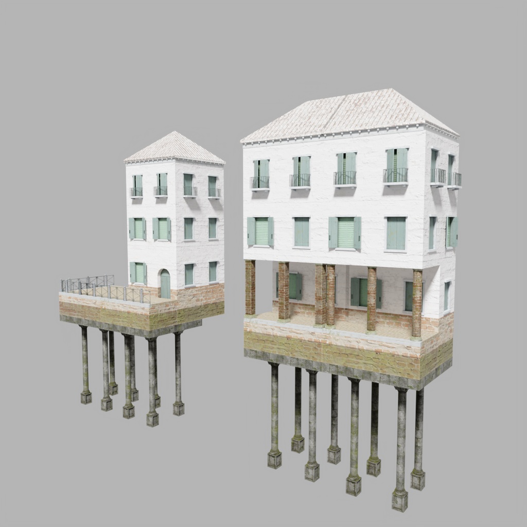 【ワールド】水の都【建物パーツセット】