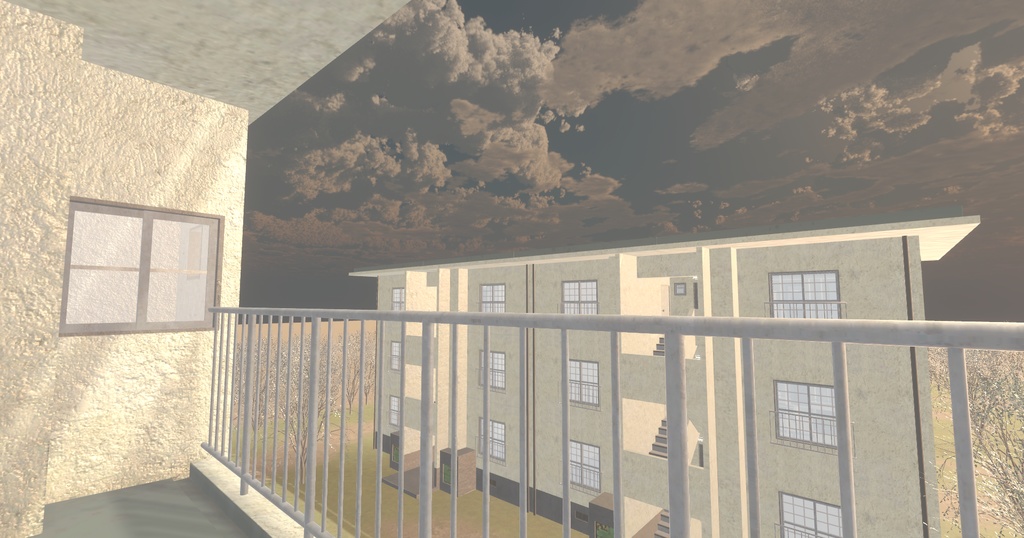 【ワールド】ノスタルジック団地【建物パーツセット】