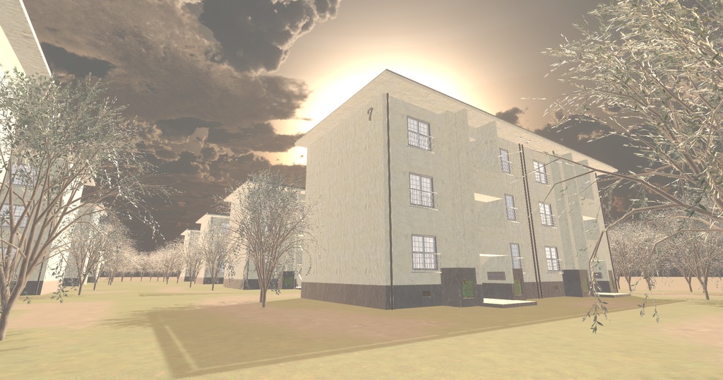 【ワールド】ノスタルジック団地【建物パーツセット】