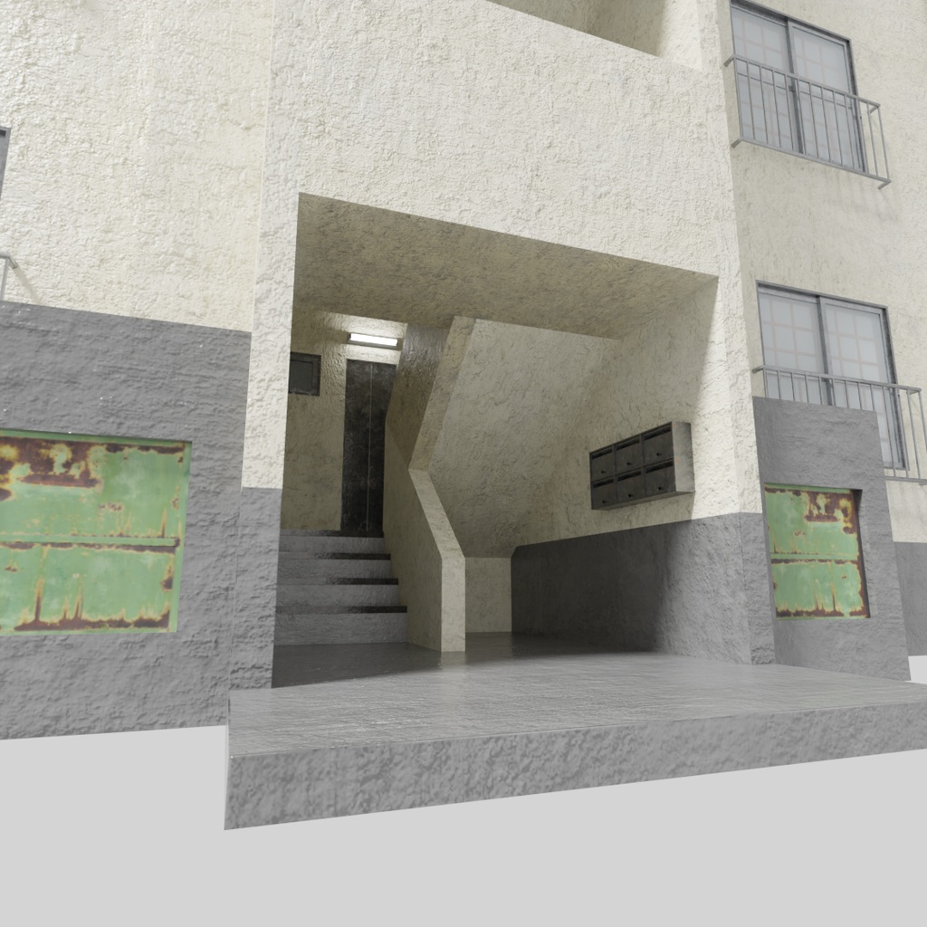 【ワールド】ノスタルジック団地【建物パーツセット】