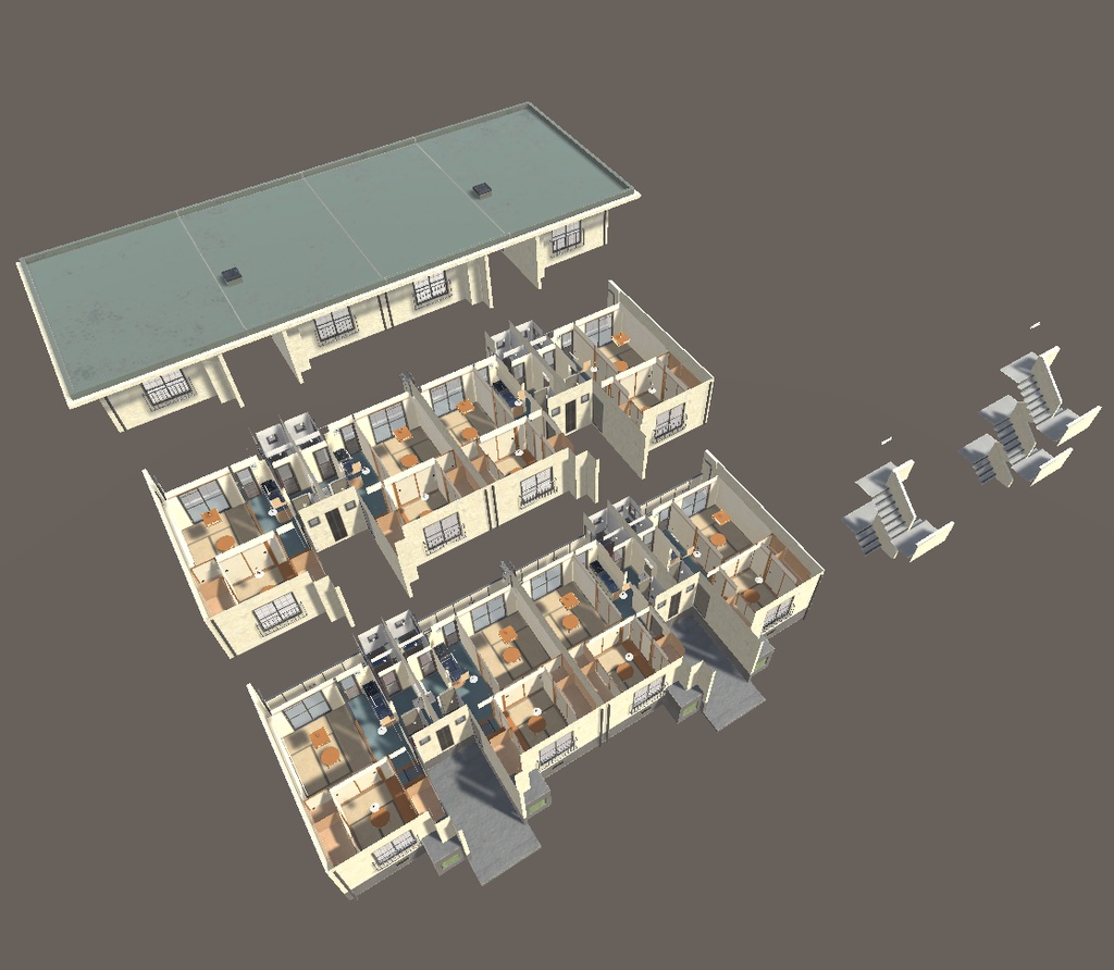 【ワールド】ノスタルジック団地【建物パーツセット】