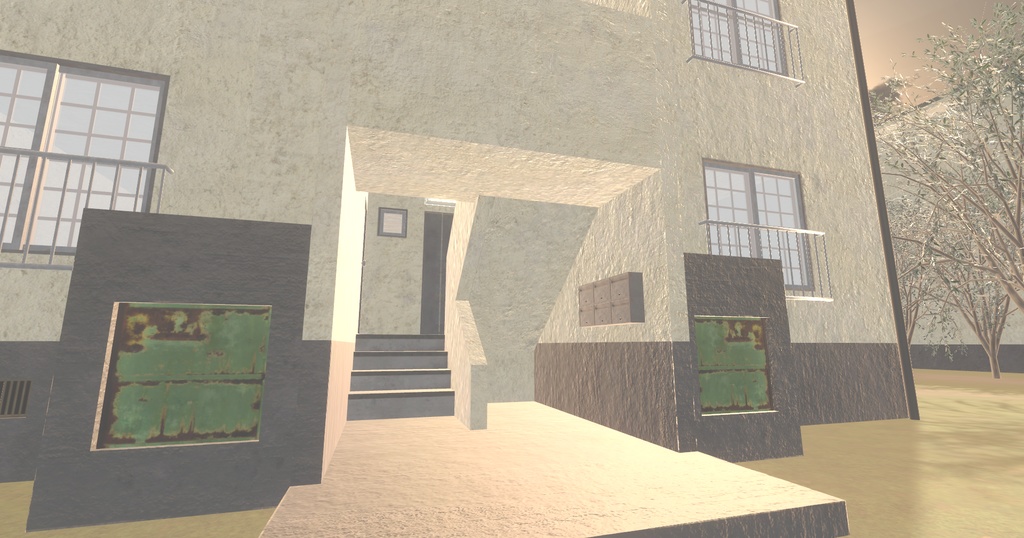 【ワールド】ノスタルジック団地【建物パーツセット】