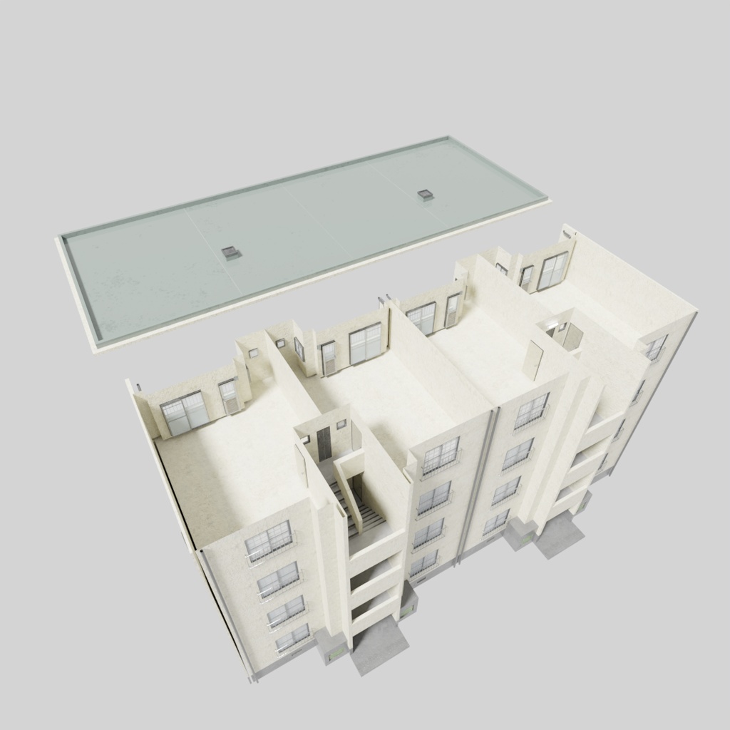 【ワールド】ノスタルジック団地【建物パーツセット】